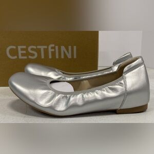 CESTfini, size 8, Gently preloved, in original box, Silver Ballet Flats